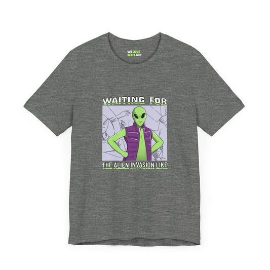 Waiting for UFOs Funny Sci-Fi T-Shirt-welovescifi.net