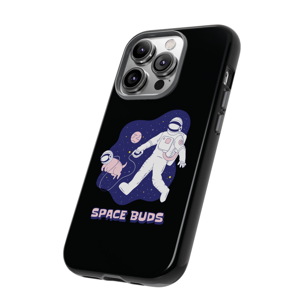 Space Buds iPhone Cases Fun Sci-Fi Astronaut & Dog Covers