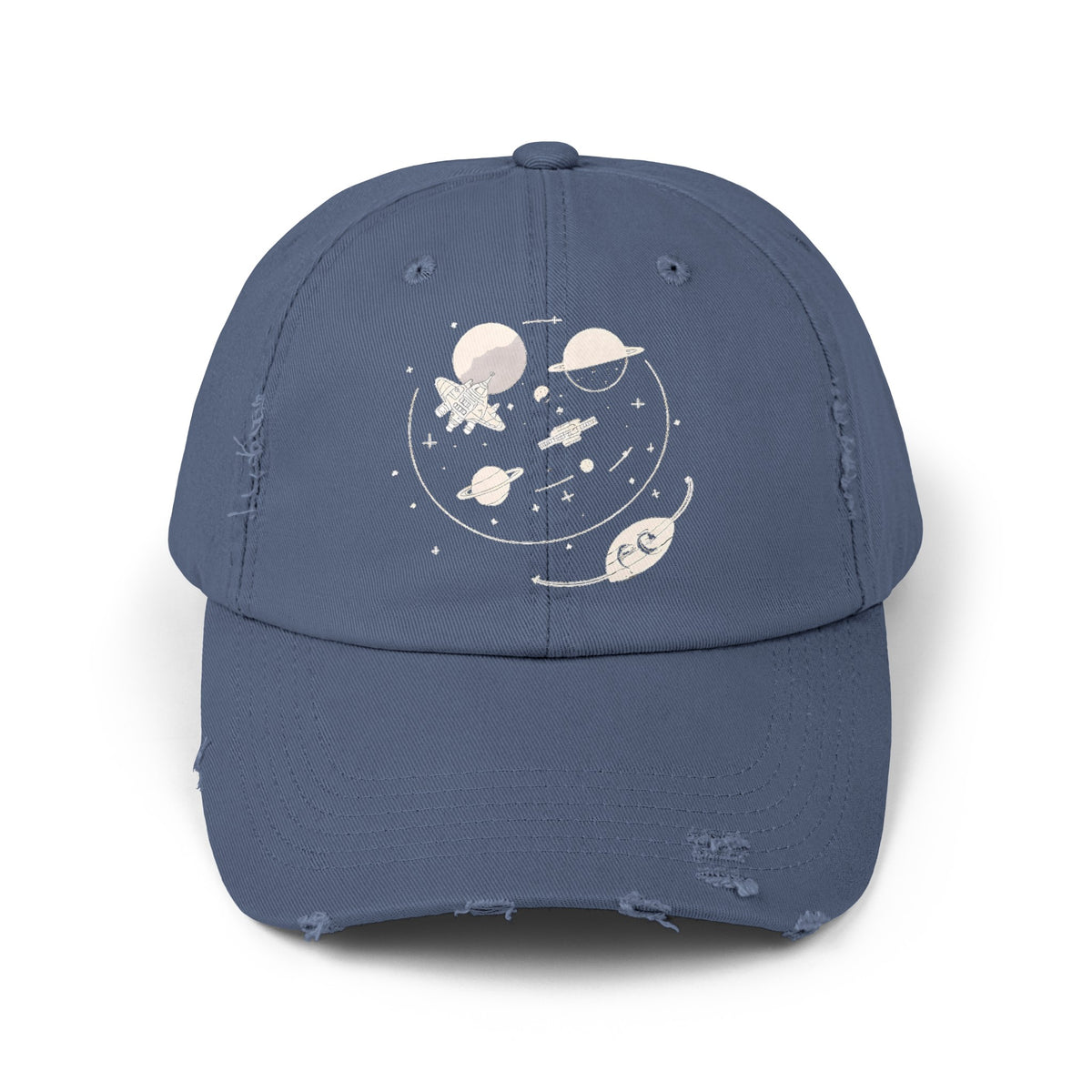 station cap-Space Station No19 Retro Unisex Distressed Cap