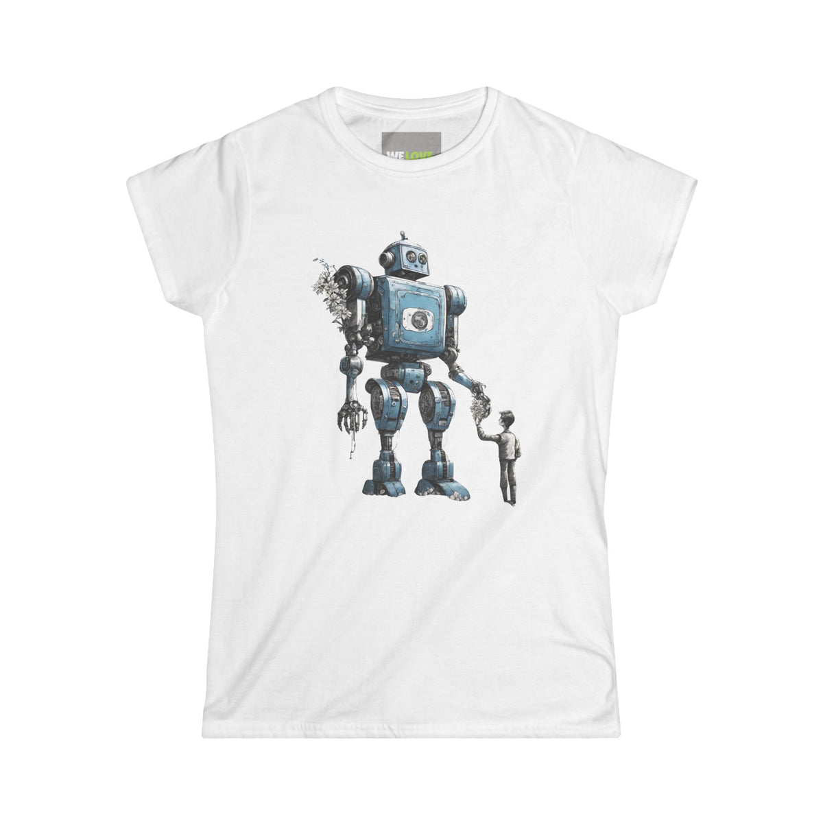 Bringing You Flowers SpaceArt Robot Woman's Tee-welovescifi