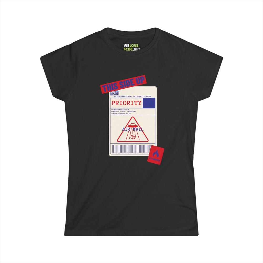 Extraterrestrial Delivery Funny Alien Woman Tee-welovescifi