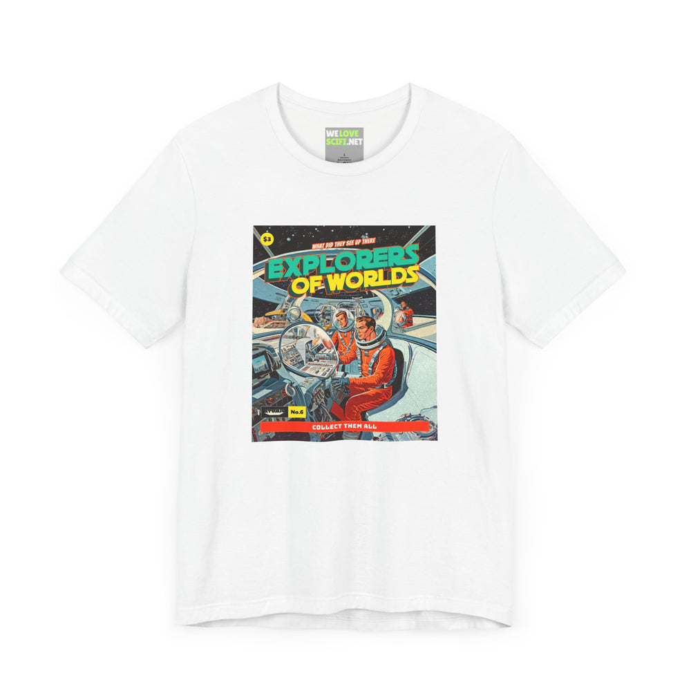 Explorers Of Worlds Retro Sci-Fi T-Shirt-welovescifi.net