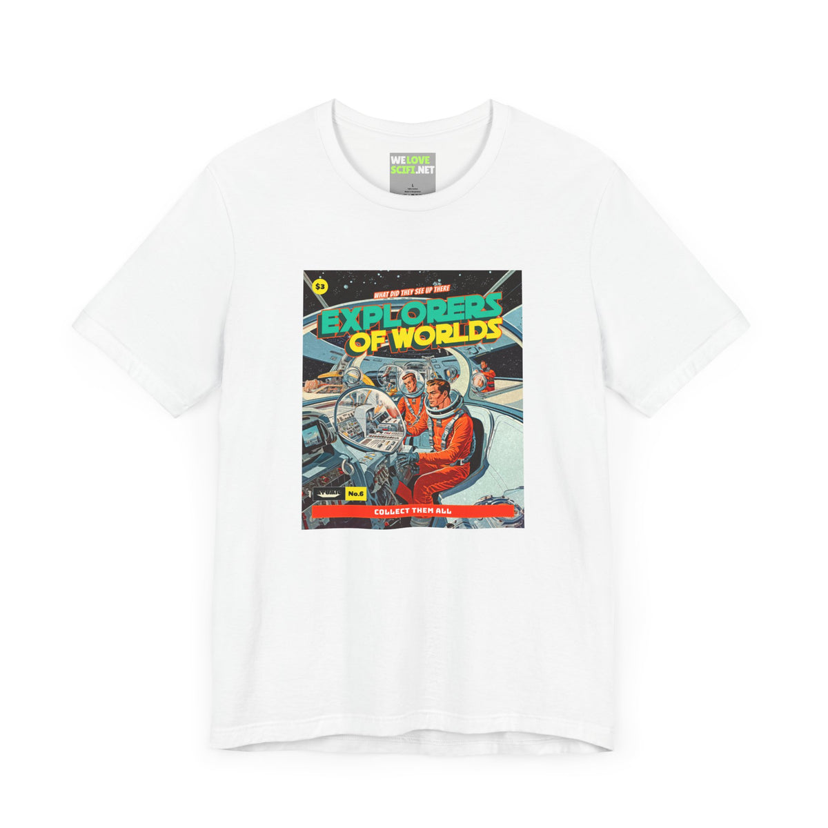 Explorers Of Worlds Retro Sci-Fi T-Shirt-welovescifi.net