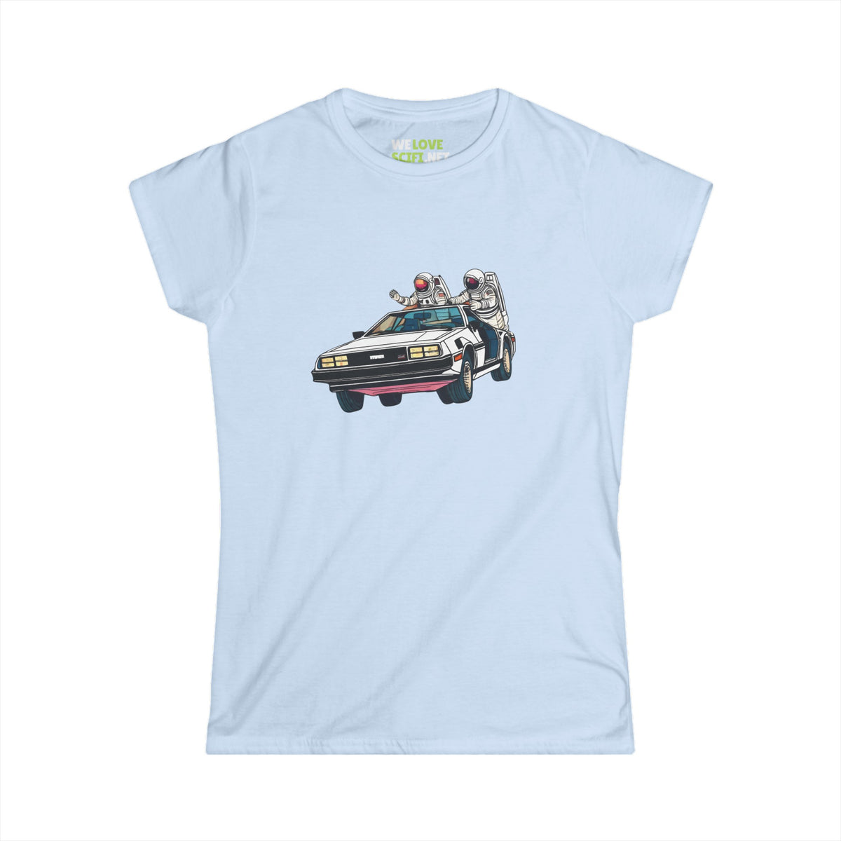 Delorean Party Astronaut Woman's Tee-welovescifi.net