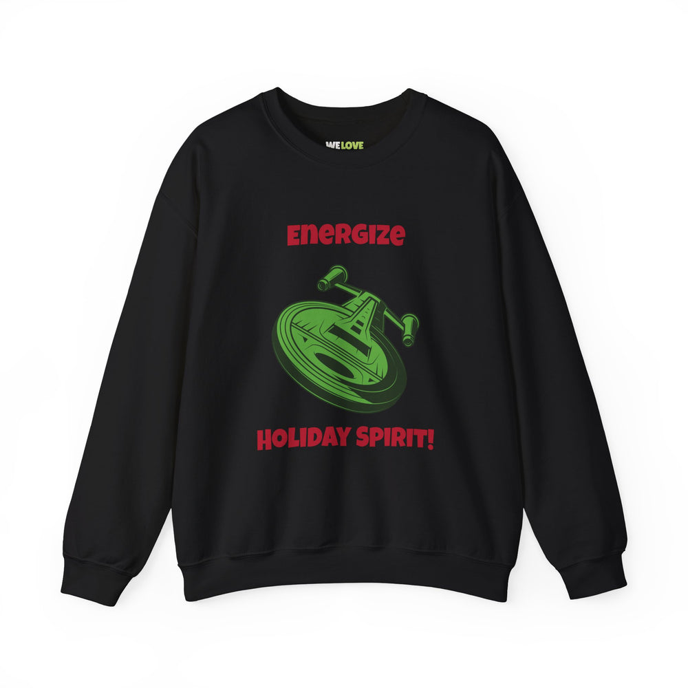 Energize Holiday Spirit Funny SciFi Christmas Crewneck Sweatshirt-welovescifi.net