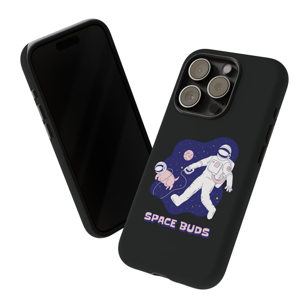 Space Buds iPhone Cases Fun Sci-Fi Astronaut & Dog Covers