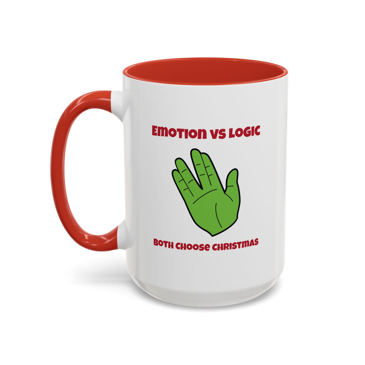 Emotion vs Logic Funny Spock Christmas Accent Mug-welovescifi.net