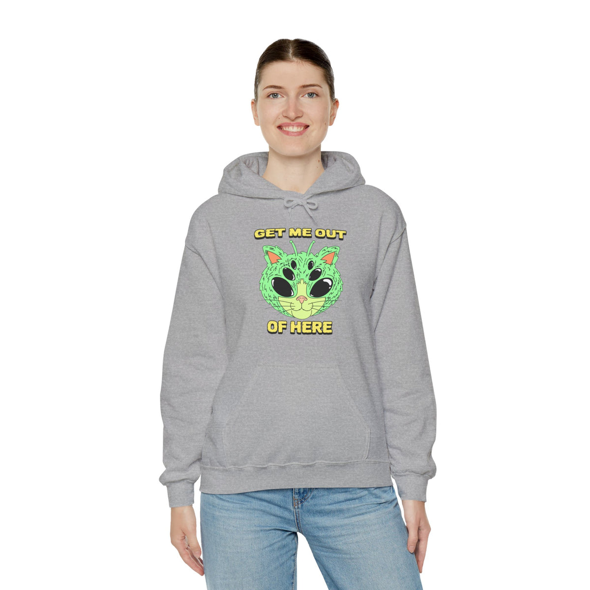 Get Me Out Of Here Funny Cat Alien Hoodie-welovescifi.net