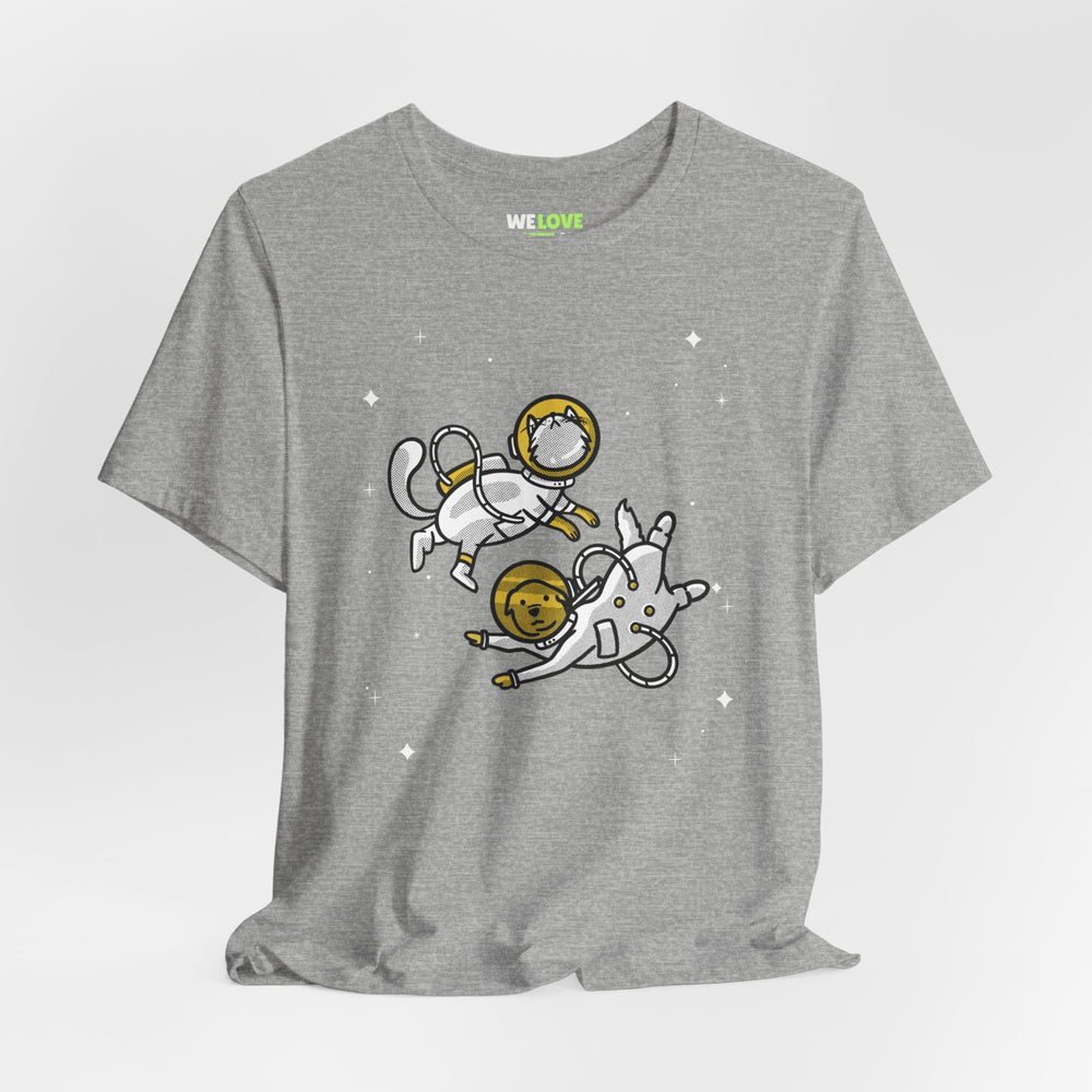 Space Buddies T-Shirt Funny Dog & Cat Astronaut Sci-Fi Tee