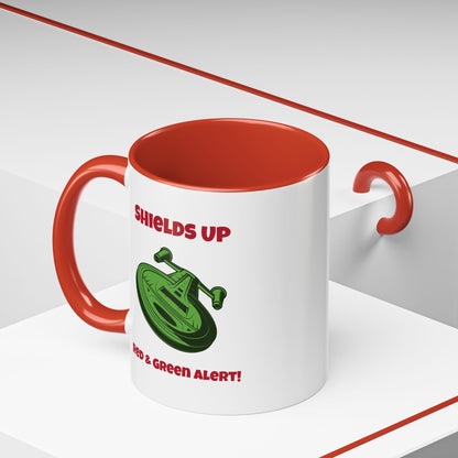 Red And Green Alert Funny SciFi Christmas Accent Mug-welovescifi.net