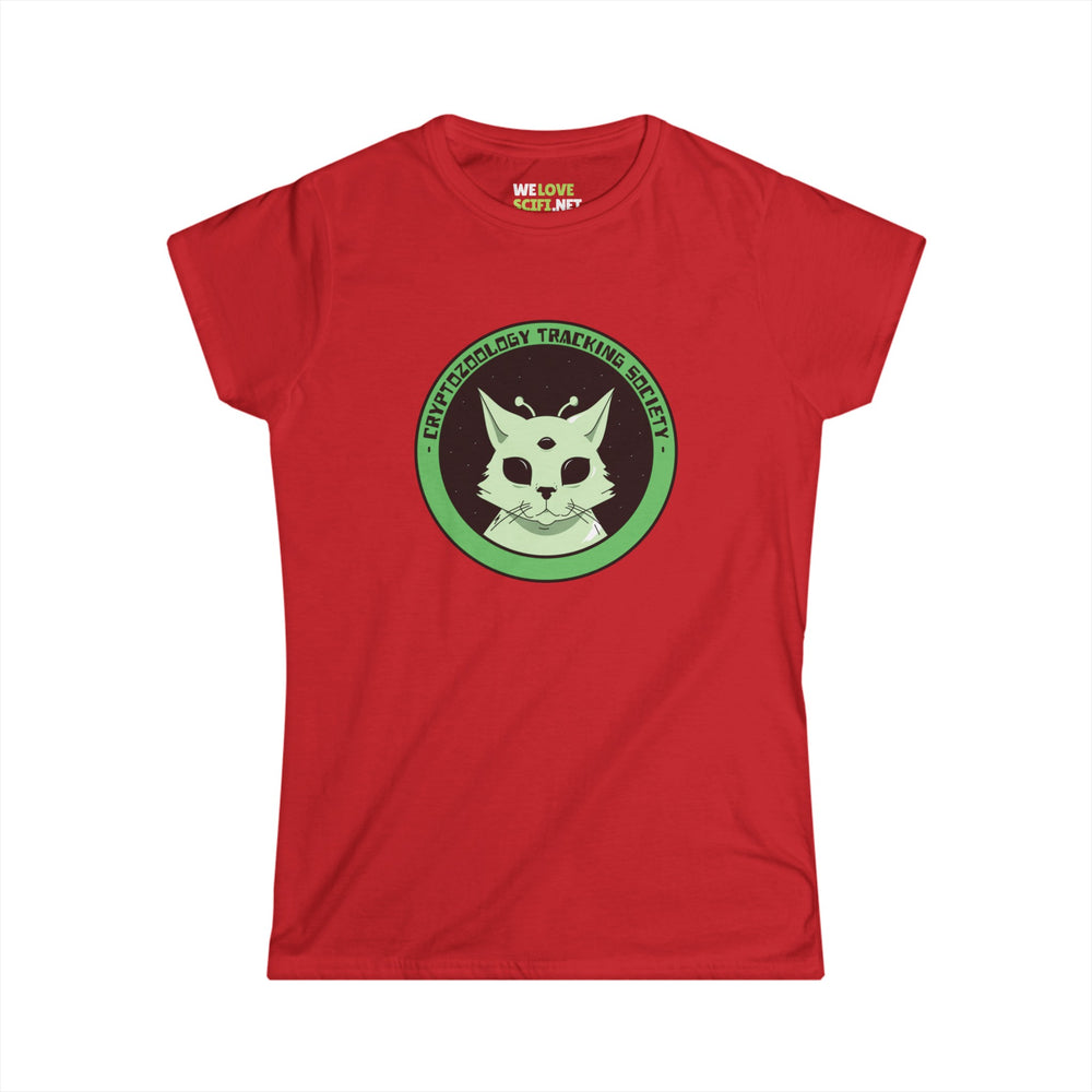 Cryptozoology Tracking Society Funny Cat Alien Woman's Tee