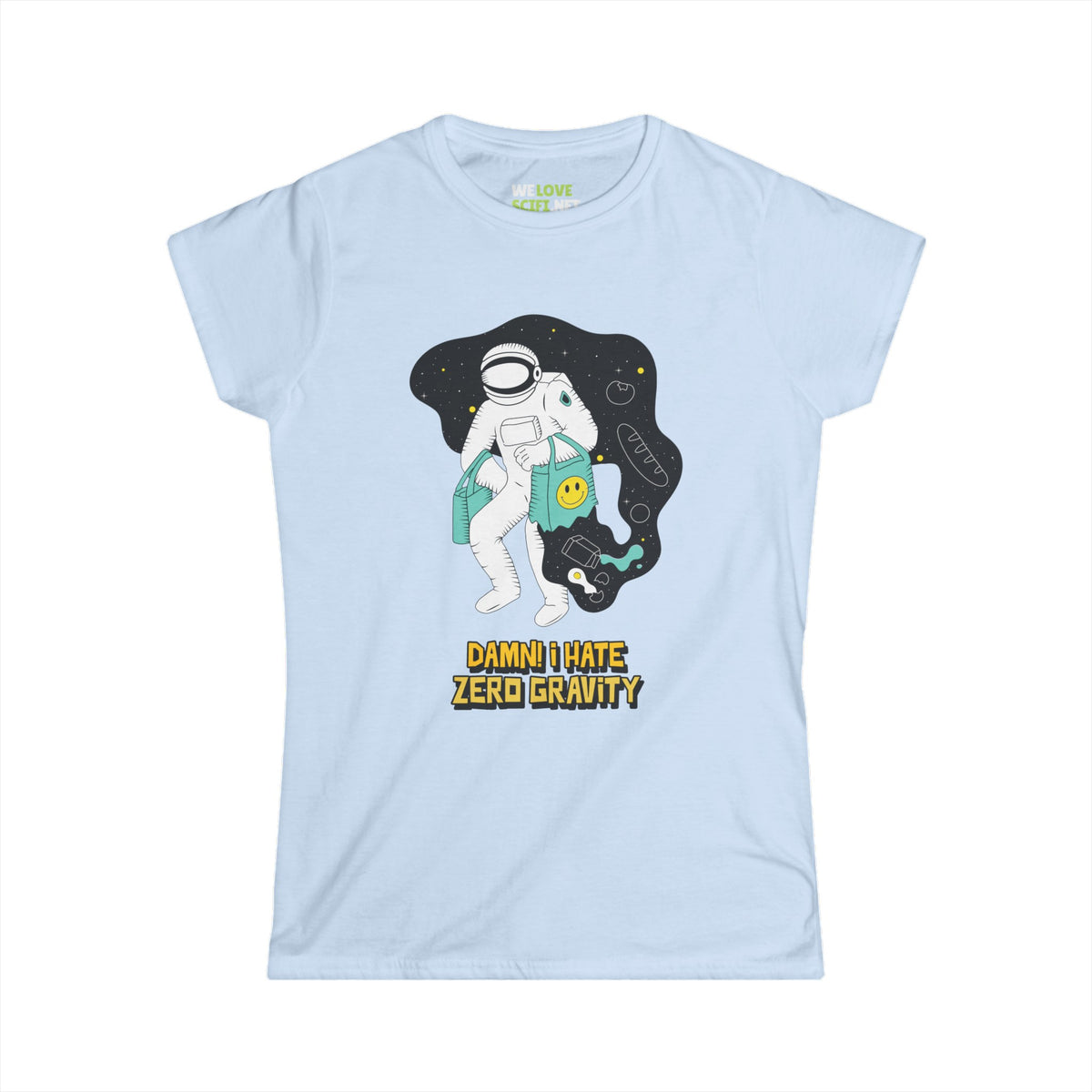 Zero Gravity Funny Astronaut Woman's Tee-welovescifi.net