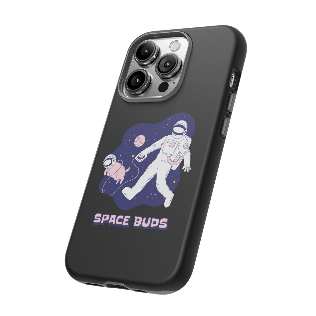 Space Buds iPhone Cases Fun Sci-Fi Astronaut & Dog Covers