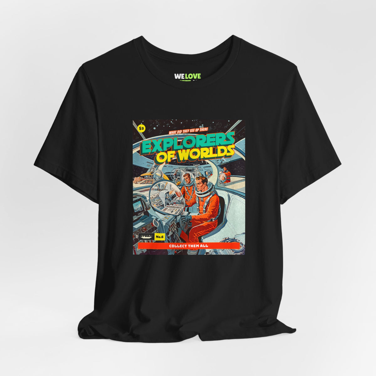 Explorers Of Worlds Retro Sci-Fi T-Shirt-welovescifi.net