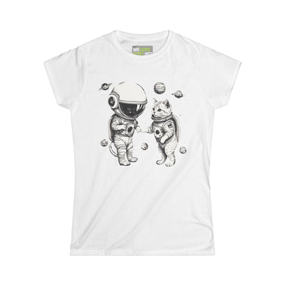 Space Kitties Astronaut Cats Woman's Tee | Sci-Fi Apparel