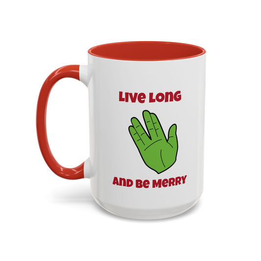 Live Long And Be Merry Funny Spock Christmas Accent Mug-welovescifi.net