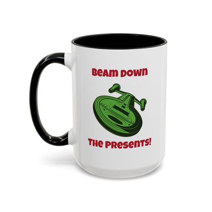 Beam Down The Presents Funny SciFi Christmas Accent Mug-welovescifi.net