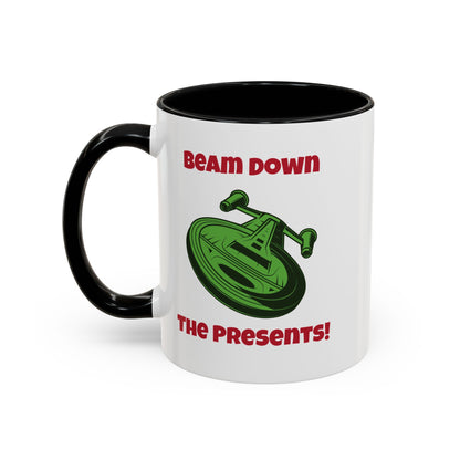 Beam Down The Presents Funny SciFi Christmas Accent Mug-welovescifi.net