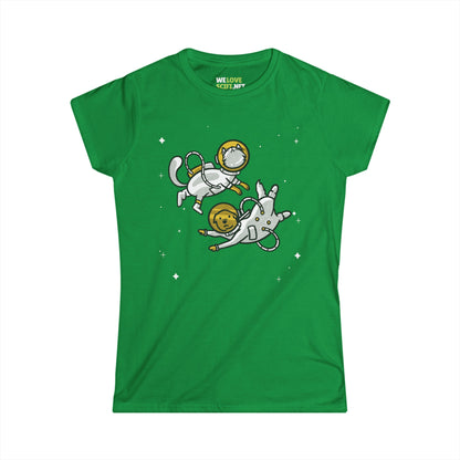 Funny Cat And Dog Astronaut Woman's Tee-welovescifi.net