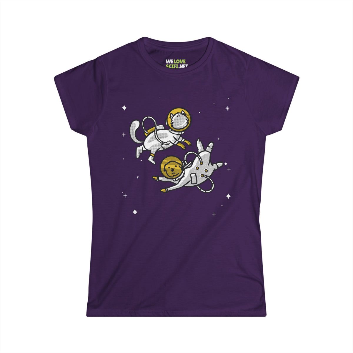 Funny Cat And Dog Astronaut Woman's Tee-welovescifi.net