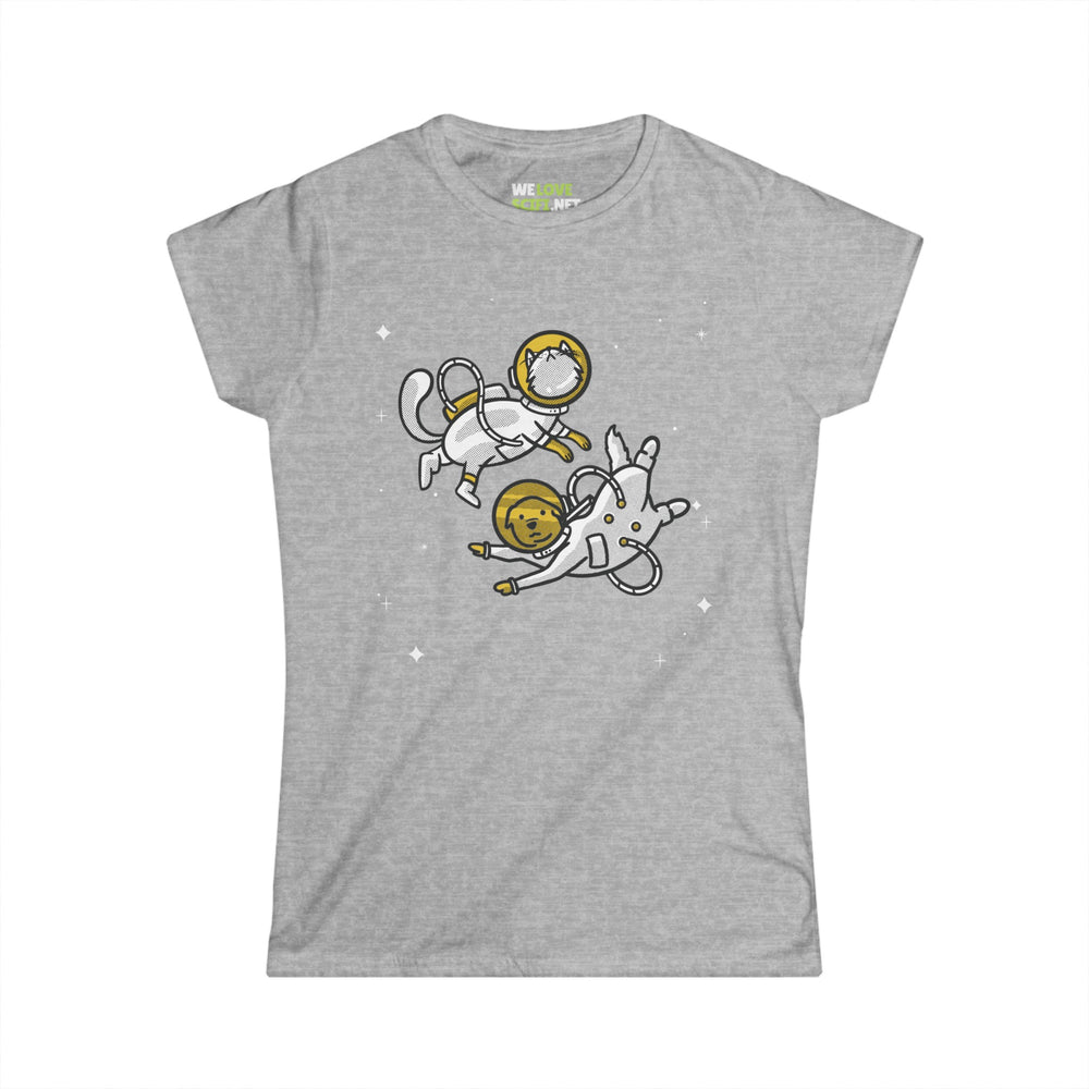 Funny Cat And Dog Astronaut Woman's Tee-welovescifi.net