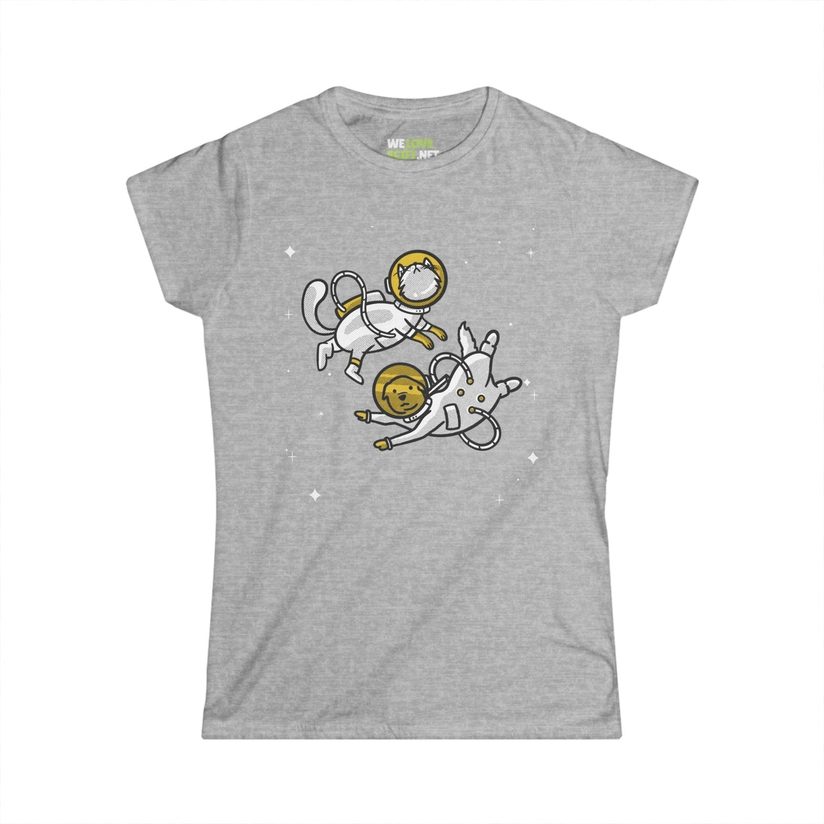 Funny Cat And Dog Astronaut Woman's Tee-welovescifi.net