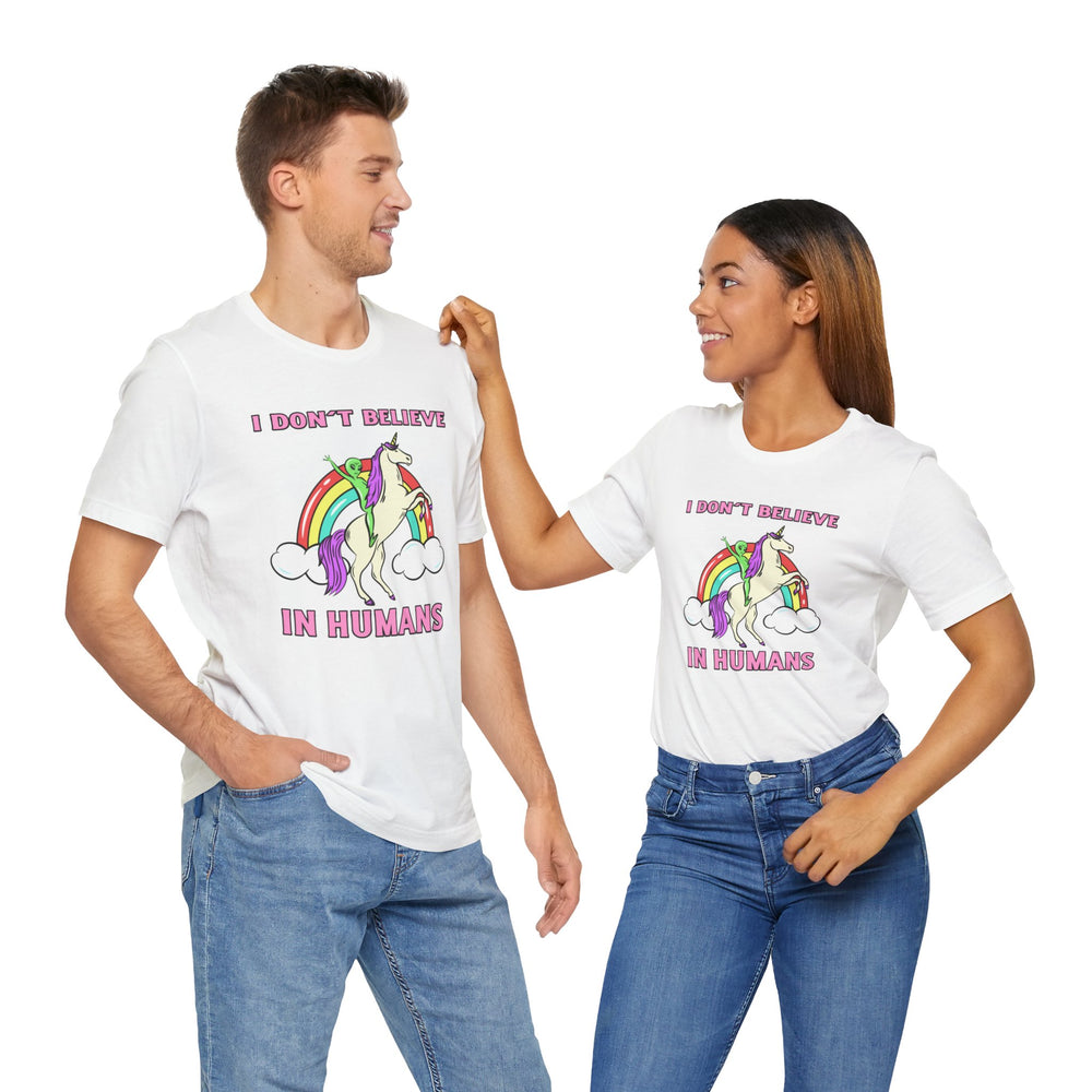 Humans Unicorn UFO Sci-Fi T-Shirt - Sci-Fi T-Shirt