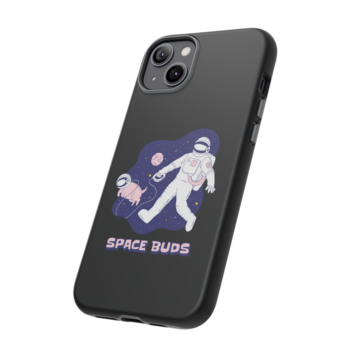 Space Buds iPhone Cases Fun Sci-Fi Astronaut & Dog Covers