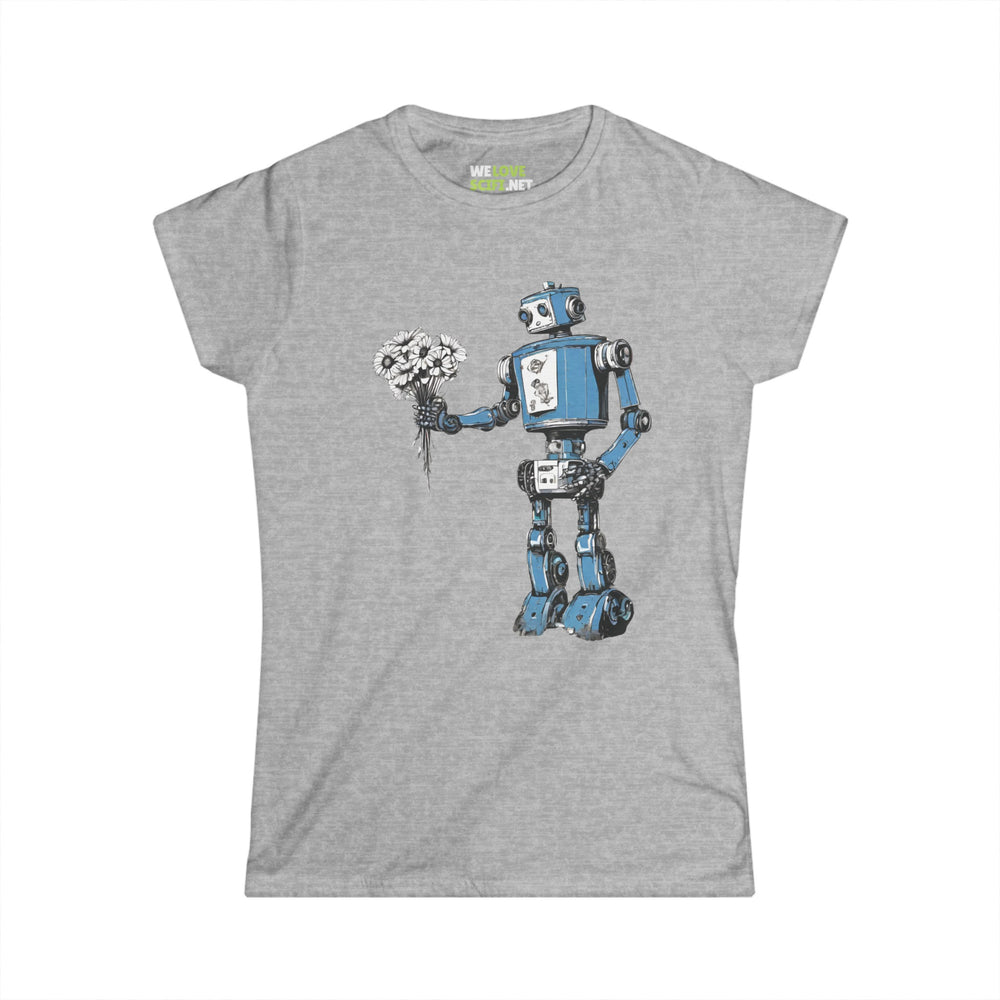 You Never Bring Me Flowers SpaceArt Robot Woman's Tee-welovescifi.net