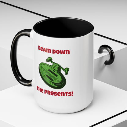 Beam Down The Presents Funny SciFi Christmas Accent Mug-welovescifi.net