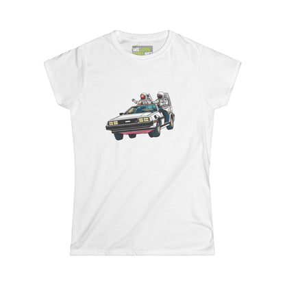 Delorean Party Astronaut Woman's Tee-welovescifi.net