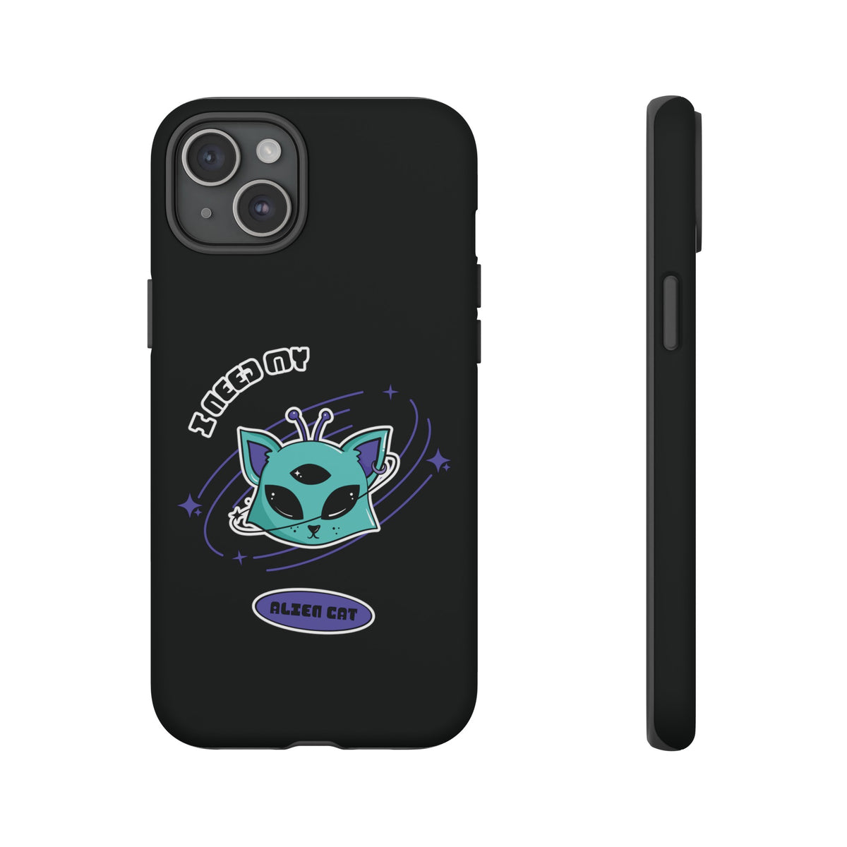 Alien Cat iPhone Case | Funny UFO Sci-Fi Tough Mobile Cover