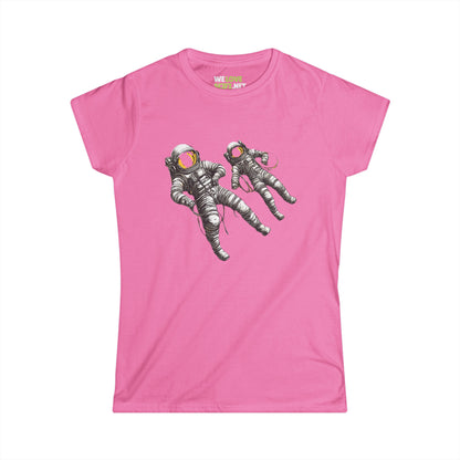 Astronauts Floating SciFi Woman's Tee-welovescifi.net