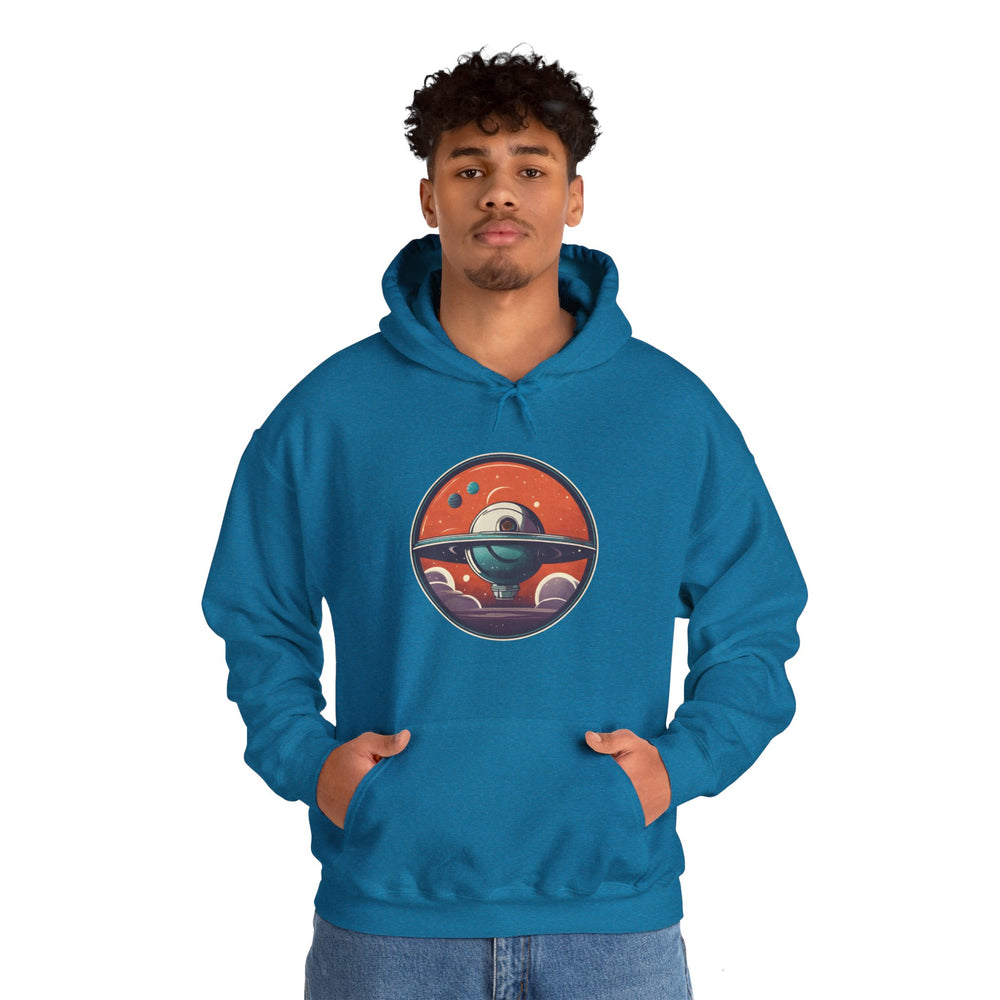 Here to Stay Space Art Hoodie – Sci-Fi Style Apparel