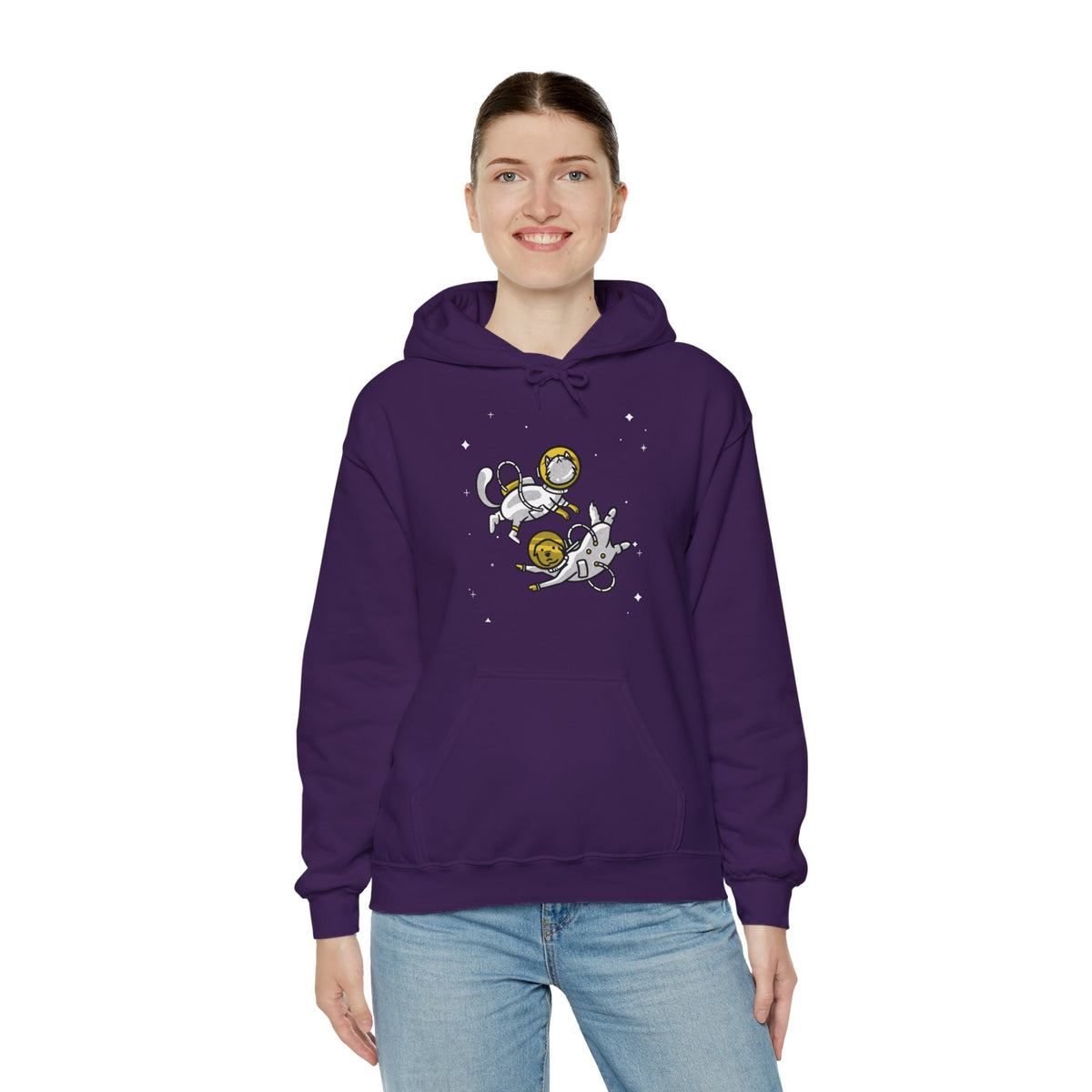 Space Buddies Hoodie - Funny Dog and Cat Astronaut Sci-Fi