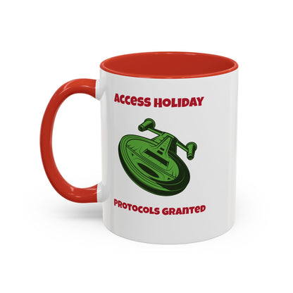 Access Holiday Protocols Funny SciFi Christmas Accent Mug-welovescifi.net