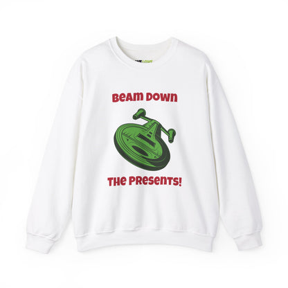 Beam Down The Presents Funny SciFi Christmas Crewneck Sweatshirt-welovescifi.net