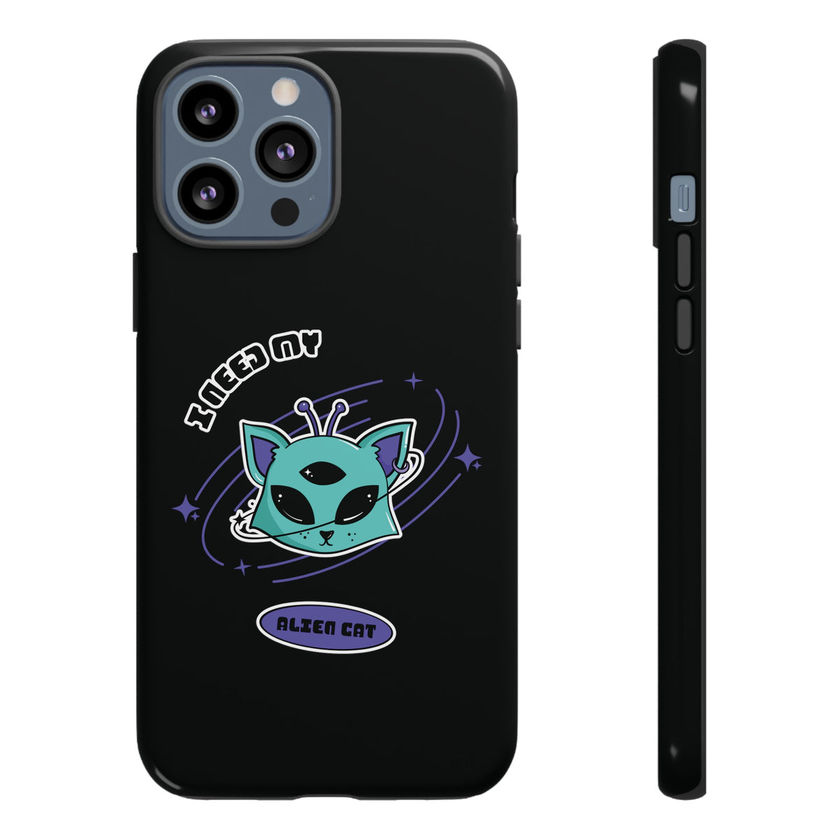 Alien Cat iPhone Case | Funny UFO Sci-Fi Tough Mobile Cover