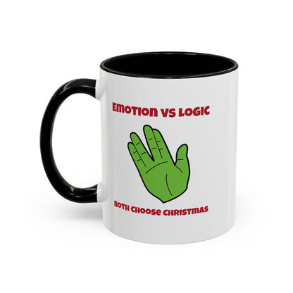 Emotion vs Logic Funny Spock Christmas Accent Mug-welovescifi.net