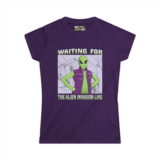 Waiting For Alien Invasion Meme Alien Woman's Tee-welovescifi.net