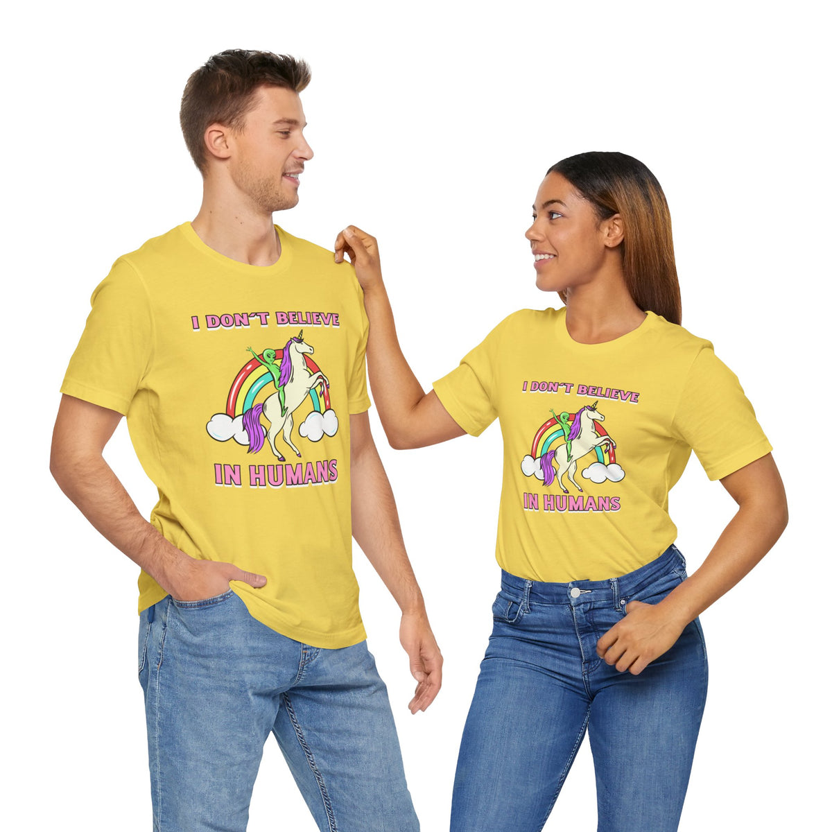 Humans Unicorn UFO Sci-Fi T-Shirt - Sci-Fi T-Shirt