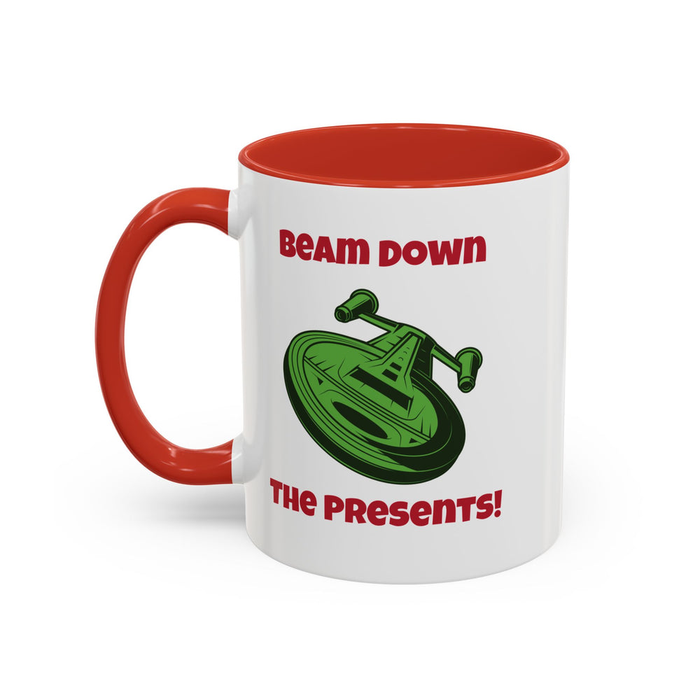 Beam Down The Presents Funny SciFi Christmas Accent Mug-welovescifi.net