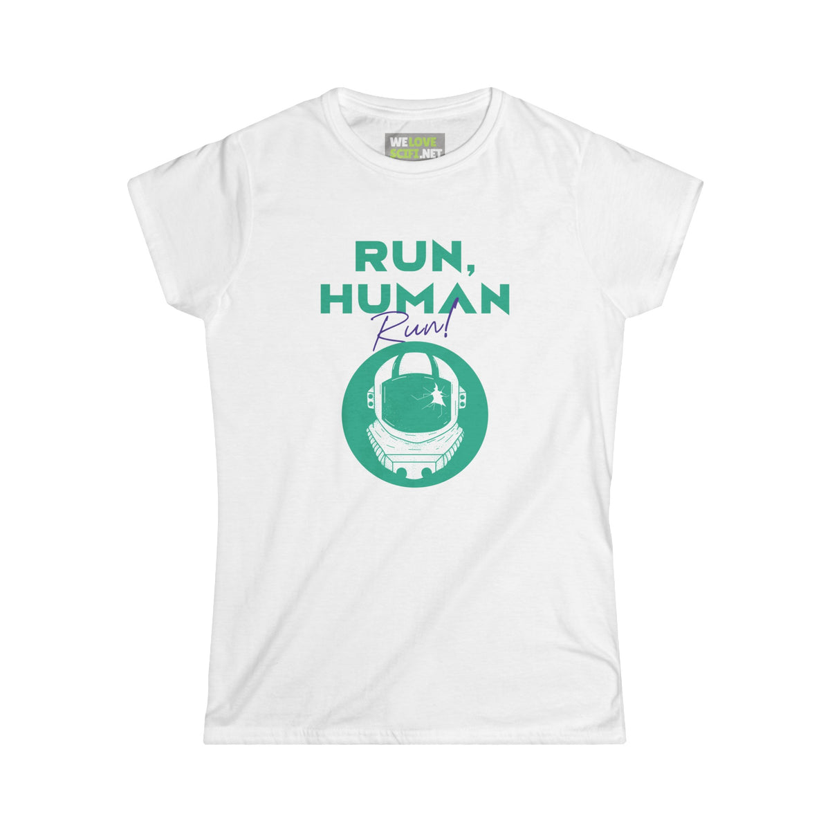 funny astronaut tee-Run Human Run Funny Astronaut Women Tee