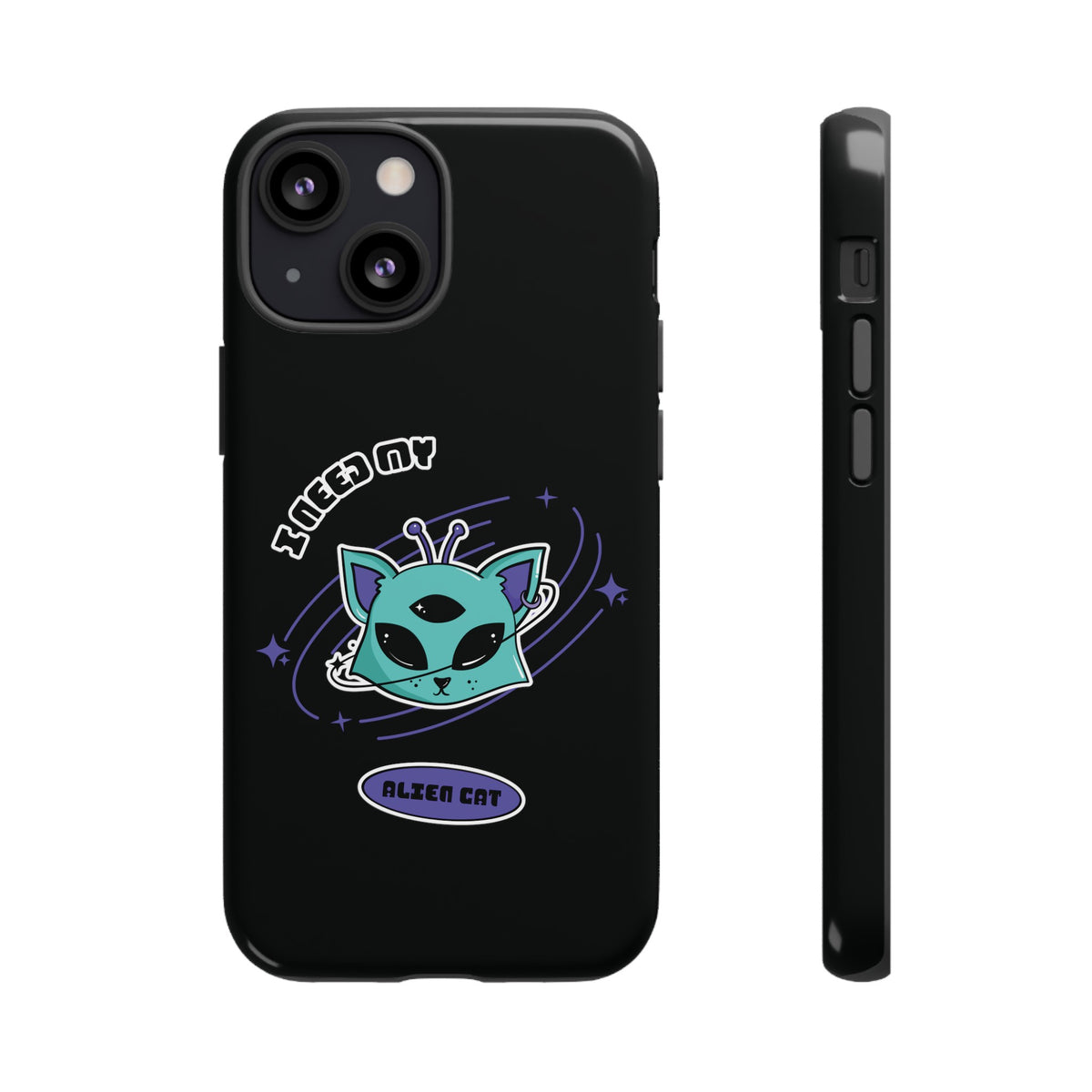 Alien Cat iPhone Case | Funny UFO Sci-Fi Tough Mobile Cover