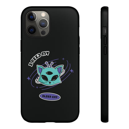 Alien Cat iPhone Case | Funny UFO Sci-Fi Tough Mobile Cover