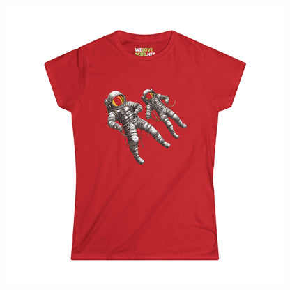 Astronauts Floating SciFi Woman's Tee-welovescifi.net