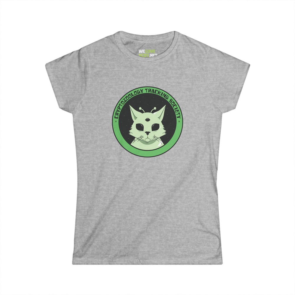 Cryptozoology Tracking Society Funny Cat Alien Woman's Tee