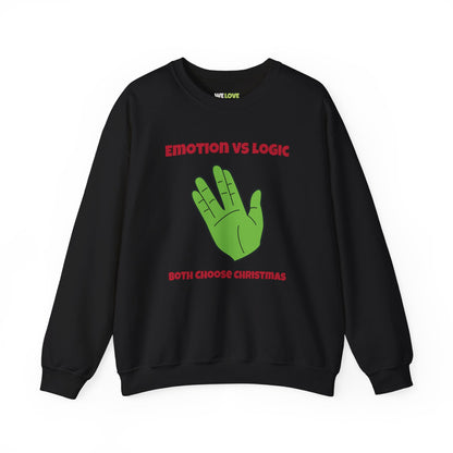 Emotion vs Logic Funny Spock Christmas Crewneck Sweatshirt-welovescifi.net