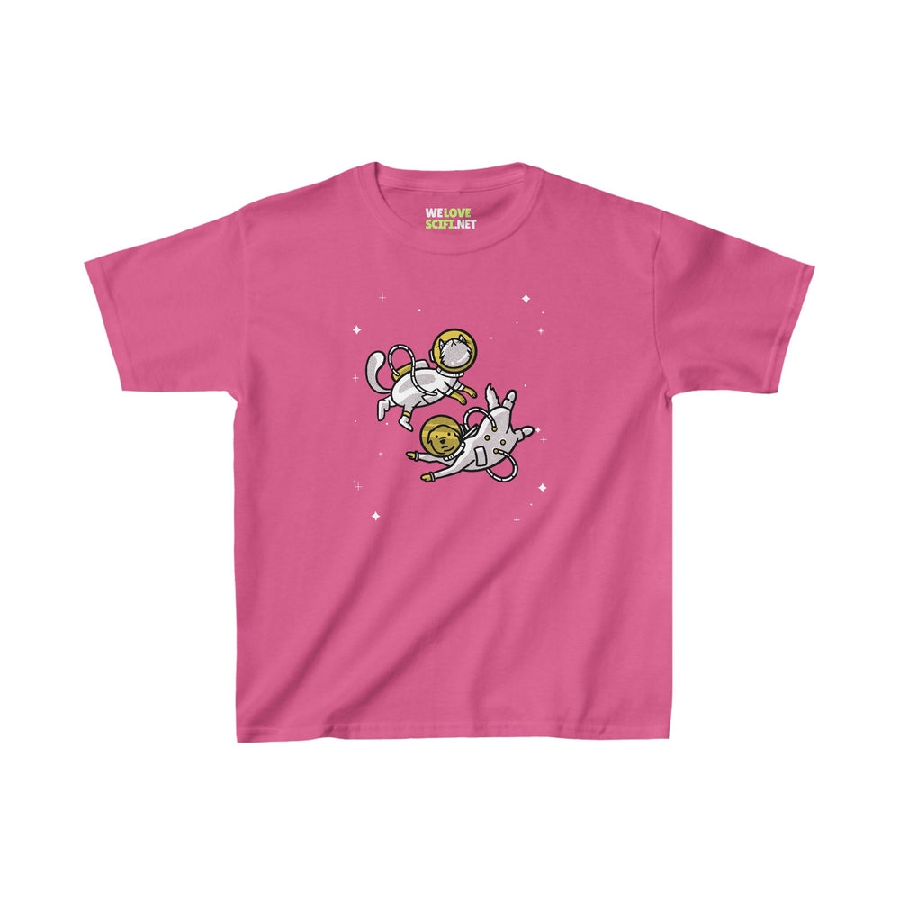 Cat And Dog Astro Friends Kids Astronaut Heavy Cotton Tee