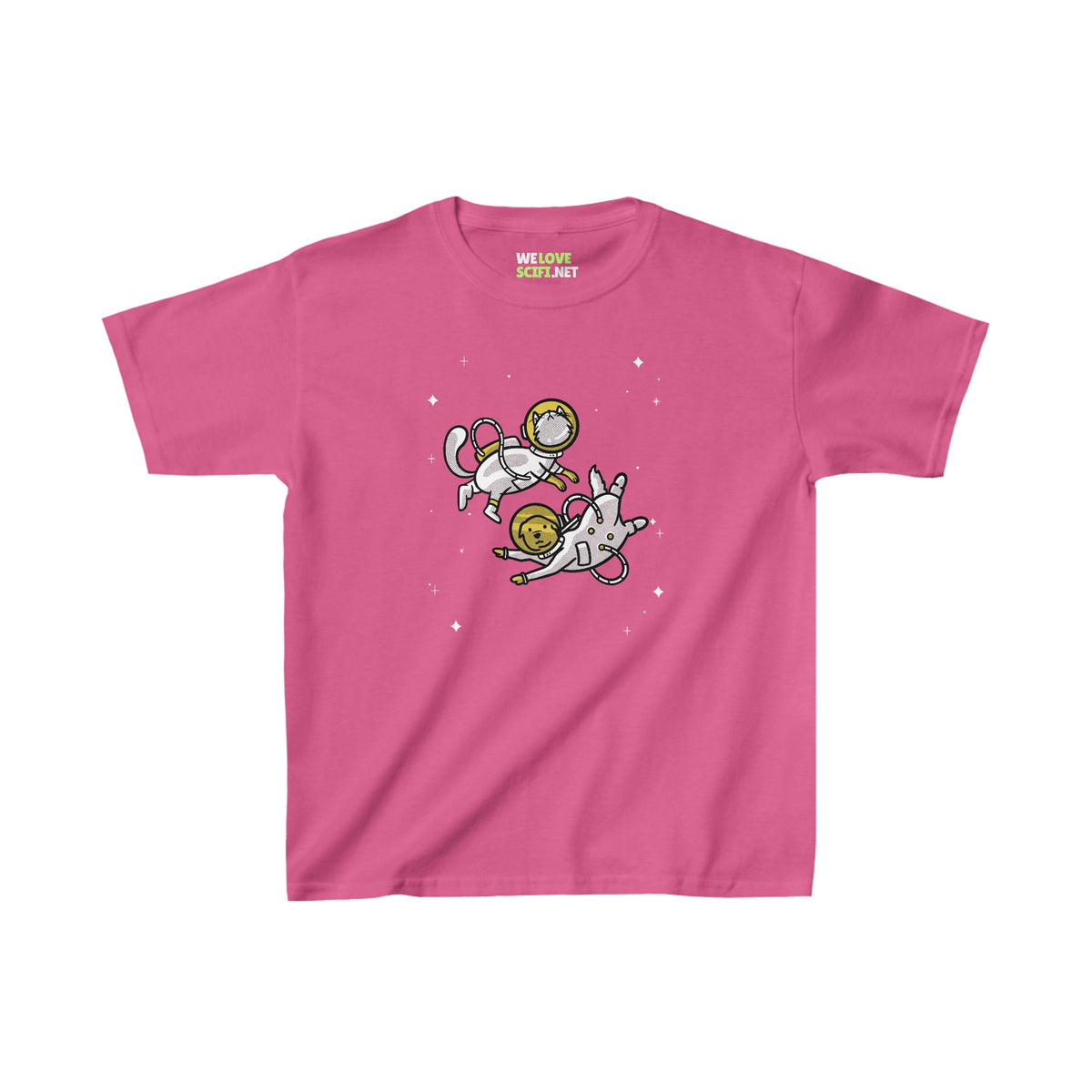 Cat And Dog Astro Friends Kids Astronaut Heavy Cotton Tee